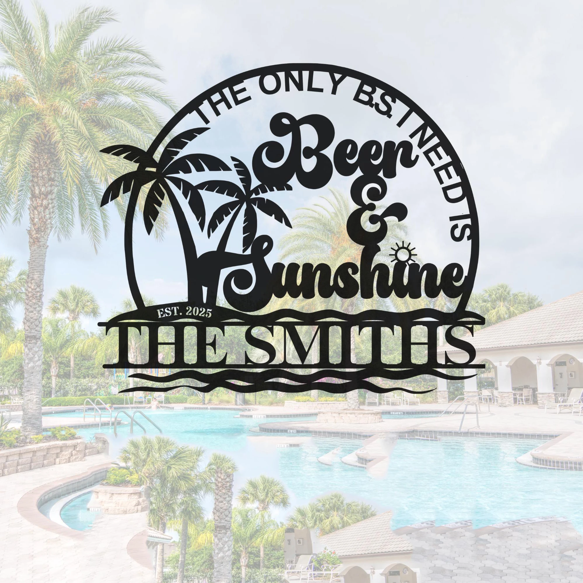 Custom Metal Pool Sign Unique Outdoor Decor Beach House Wall Decor Wall Hanging of Palm Tree Art Beach House Signs Outdoor