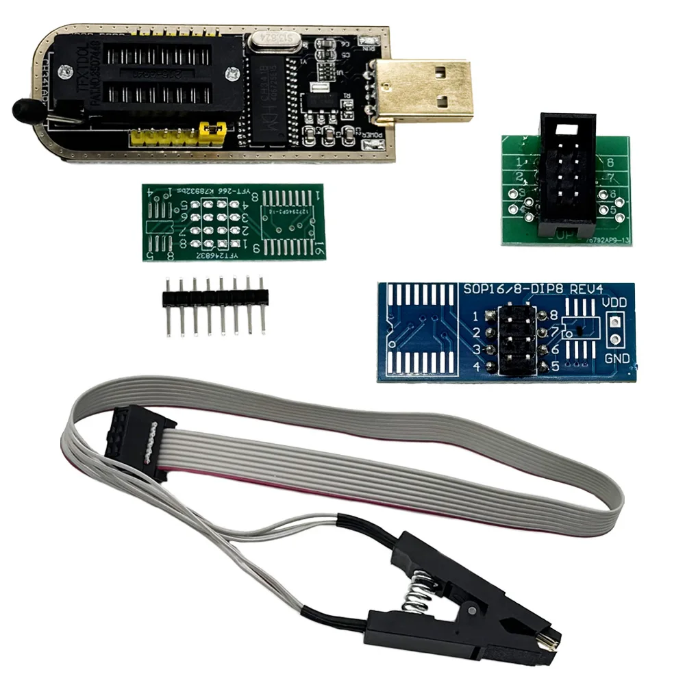 CH341A Programmer Module DIY KIT 24 25 Series EEPROM Flash BIOS USB with SOIC8 SOP8 Test Clip for 93CXX 25CXX 24CXX