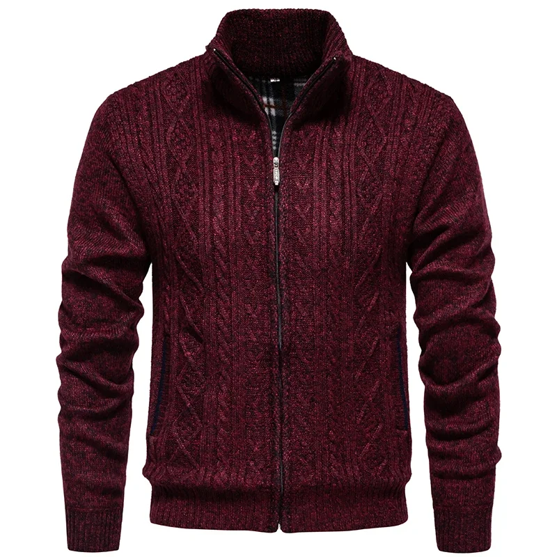 Mannen Vest Truien 2024 Herfst Winter Nieuwe Warme Kasjmier Wol Rits Opstaande Kraag Casual Truien SweaterCoat Heren kleding