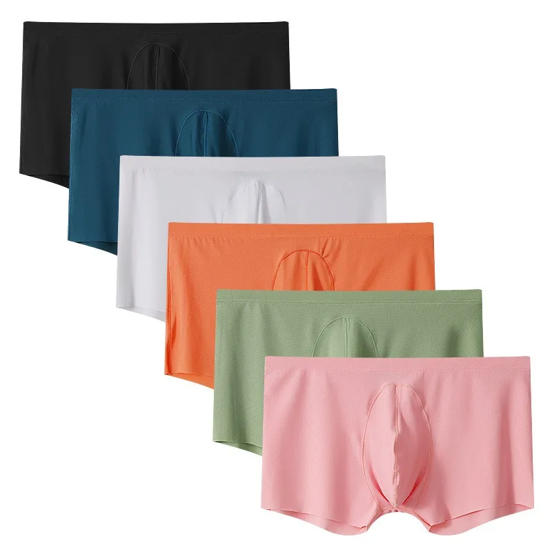 Men's underwear ultra-thin ice silk solid color four corner underpants boxer shorts