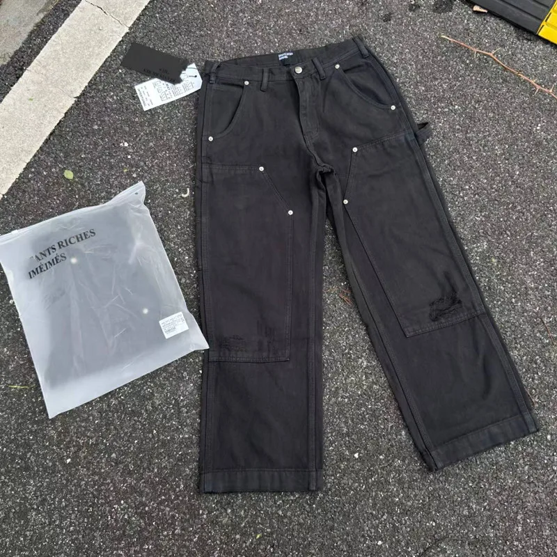 Retro American Style Workwear Denim Jeans Autumn Spring New Arrival for Men And Women with Multiple Pockets Logging Theme