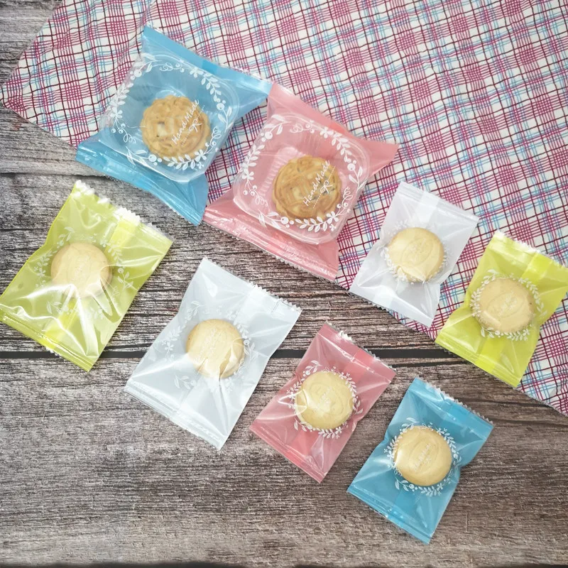 Cookie Candy Hot Seal Bags 4 Colors 'Hand Made' Soap Package Small Cranberry Machine Sealed Bag Wedding & Engagement 100pcs