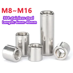 M8-M16 304 Stainless Steel Round Joint Nut Long Round Connector Nut Round Coupling Connector Joint Cylindrical Joint Screw