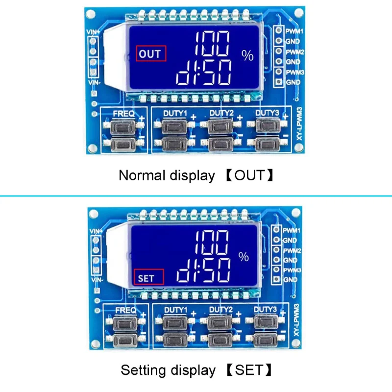 وحدة مولد إشارة النبض PWM ذات 3 قنوات مع شاشة LCD، تردد قابل للتعديل 1 هرتز - 150 كيلو هرتز، تحكم مستقل في دورة العمل