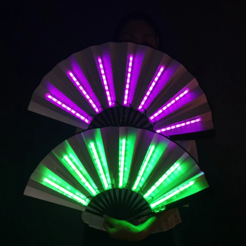 10inches Glow Folding LED Fan Light Fan Night Show Halloween Christmas Rave Festival Accessories Carnival Party Supplier Dancer