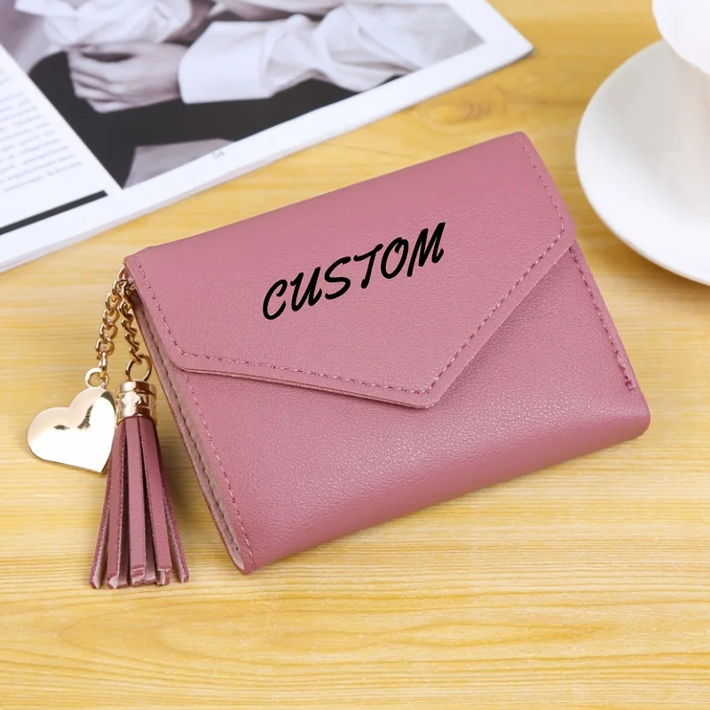 custom letter Women's wallet, multi-card slot with pendant decoration cardholder, personalized card case
