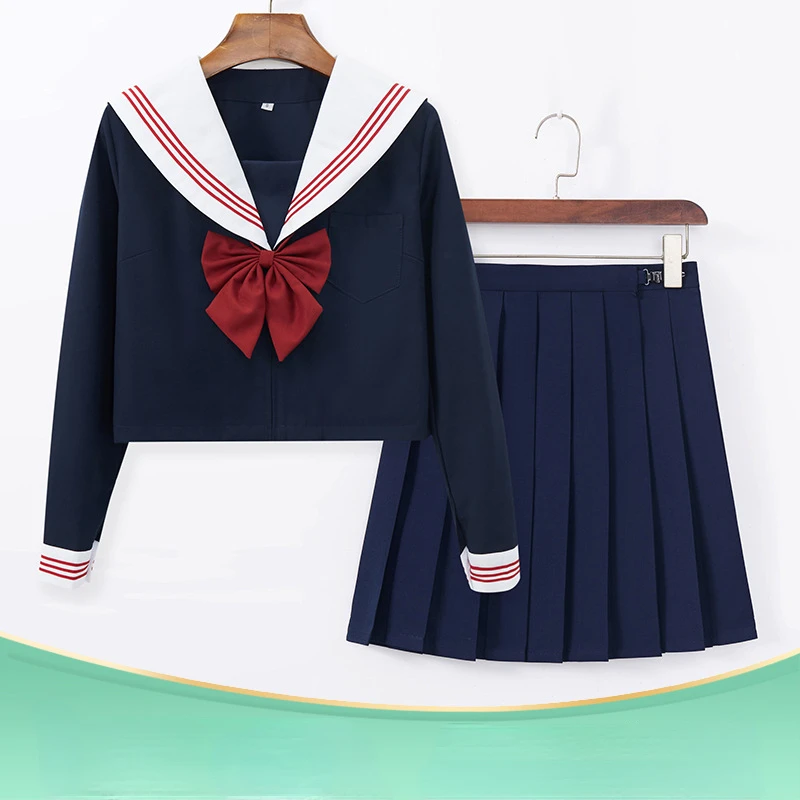 

School Uniform Dress Cosplay Costume Japan Anime Girl Lady Lolita Japanese Schoolgirls Sailor Top Tie Pleated Skirt Outfit Women