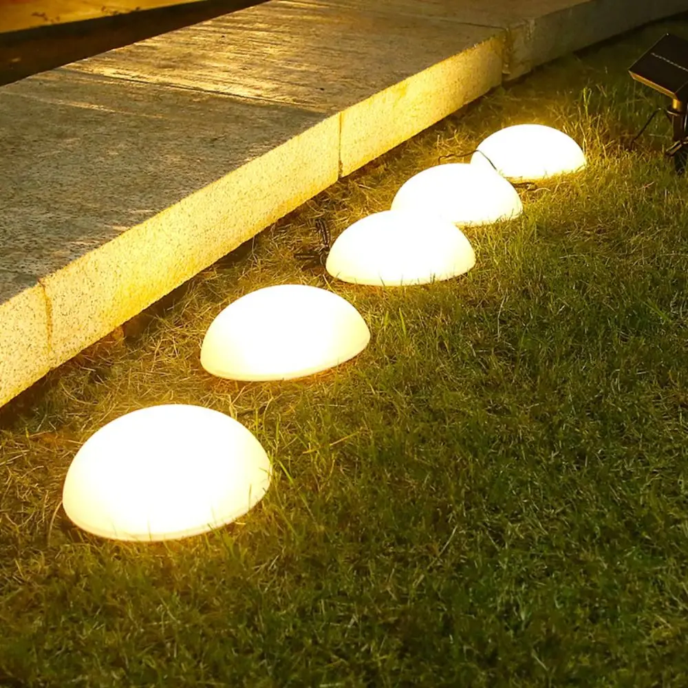 

5pcs Half Ball Shaped Solar Ground Lights Weatherproof 1 Drag 5 Lawn Lamps Reusable Cobblestone Lamp Landscape Stairs Yard Deck