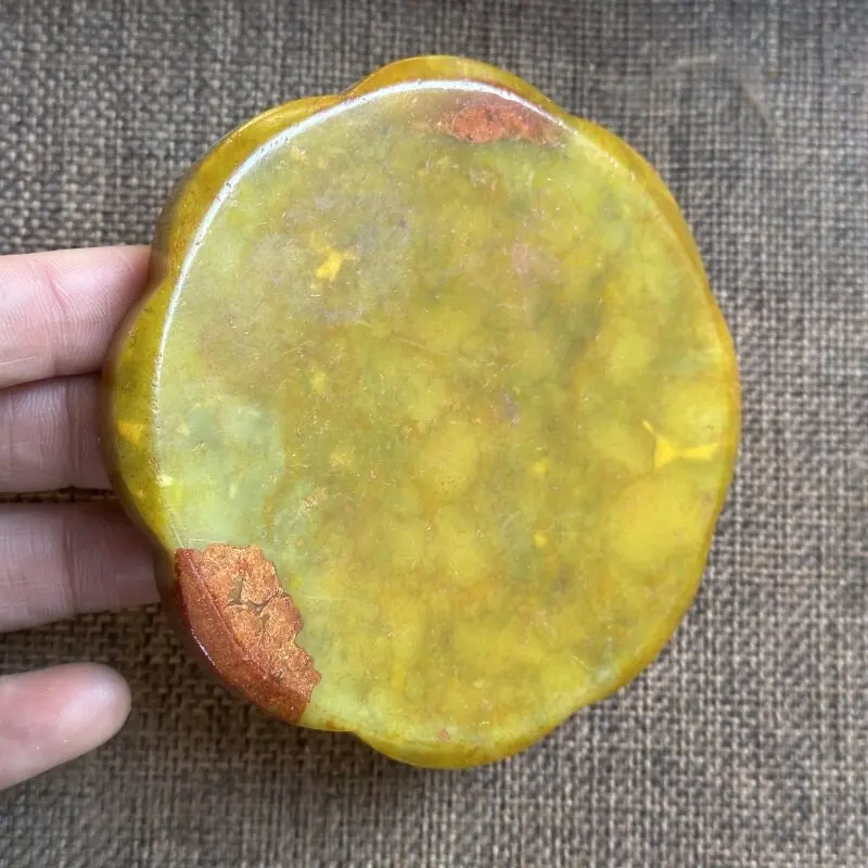 Antique Xiuyan Jade Double Fish Relief  Waist Tag Ornament Handheld Piece Chinese Good Luck Symbol for Collection & Home Decor