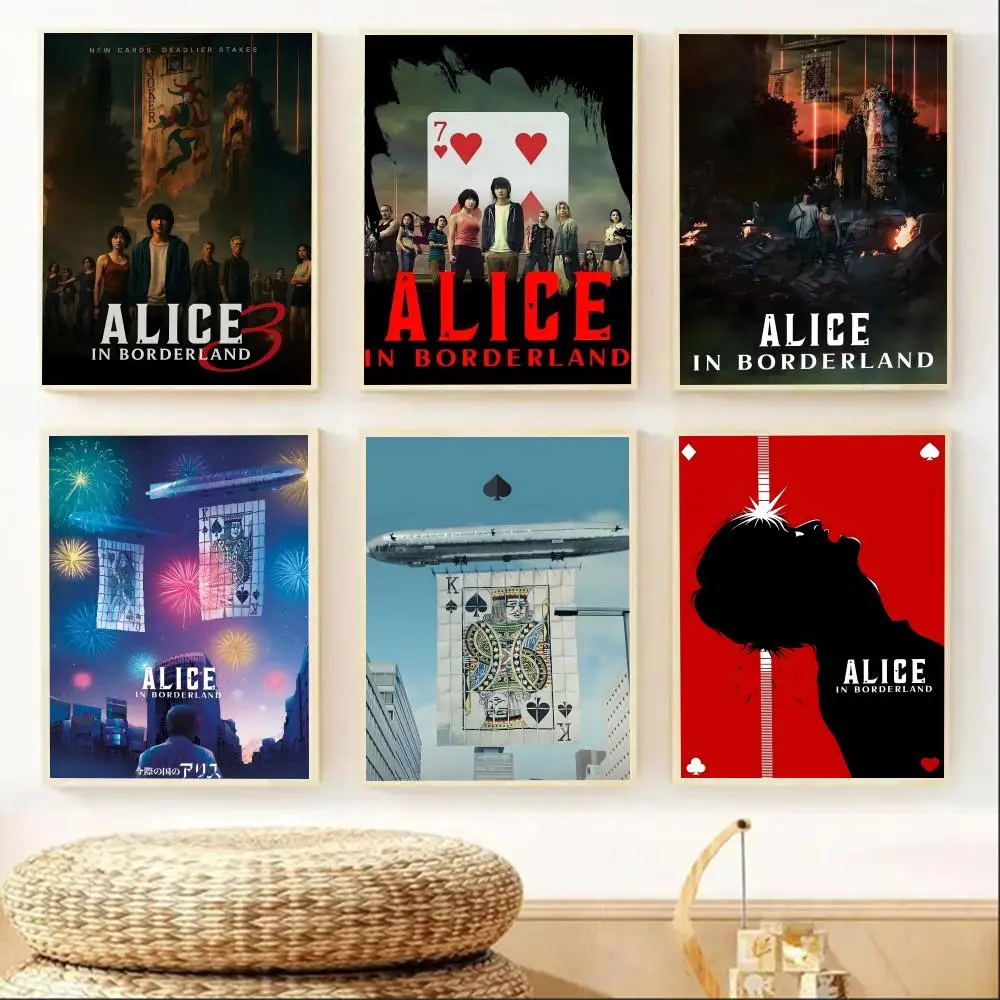 تلفزيون أليس في بوردرلاند اللوحة الخط HD طباعة تجعد الحرة جدارية الفن صور لغرفة المعيشة ديكور جدران المنزل قماش