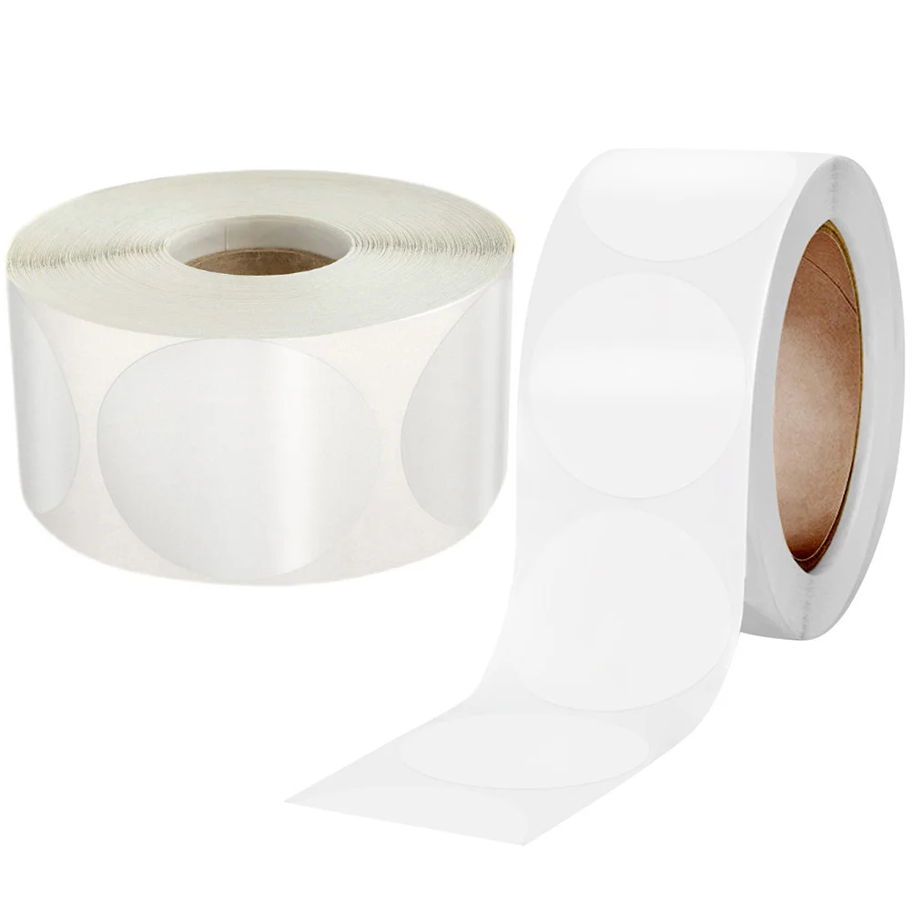 2 Rolls Labels Stickers Round Transparent Envelope Tab Sealer Package Wafer Clear 38x38cm Mail for Envelopes