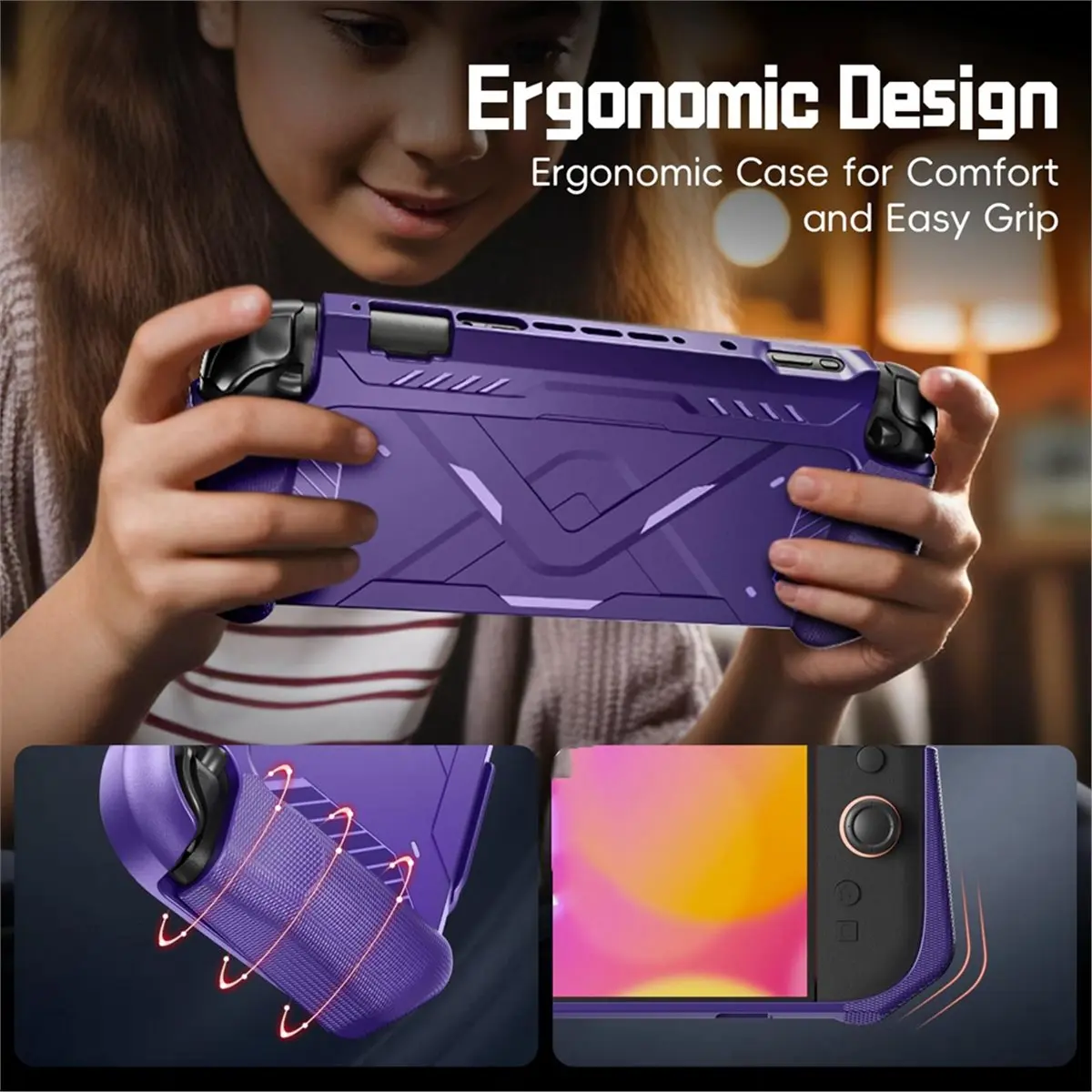 Ergonomic Protective Case for Switch 2 Non-Slip Grip with Hard Front Cover Shock-Absorption Case