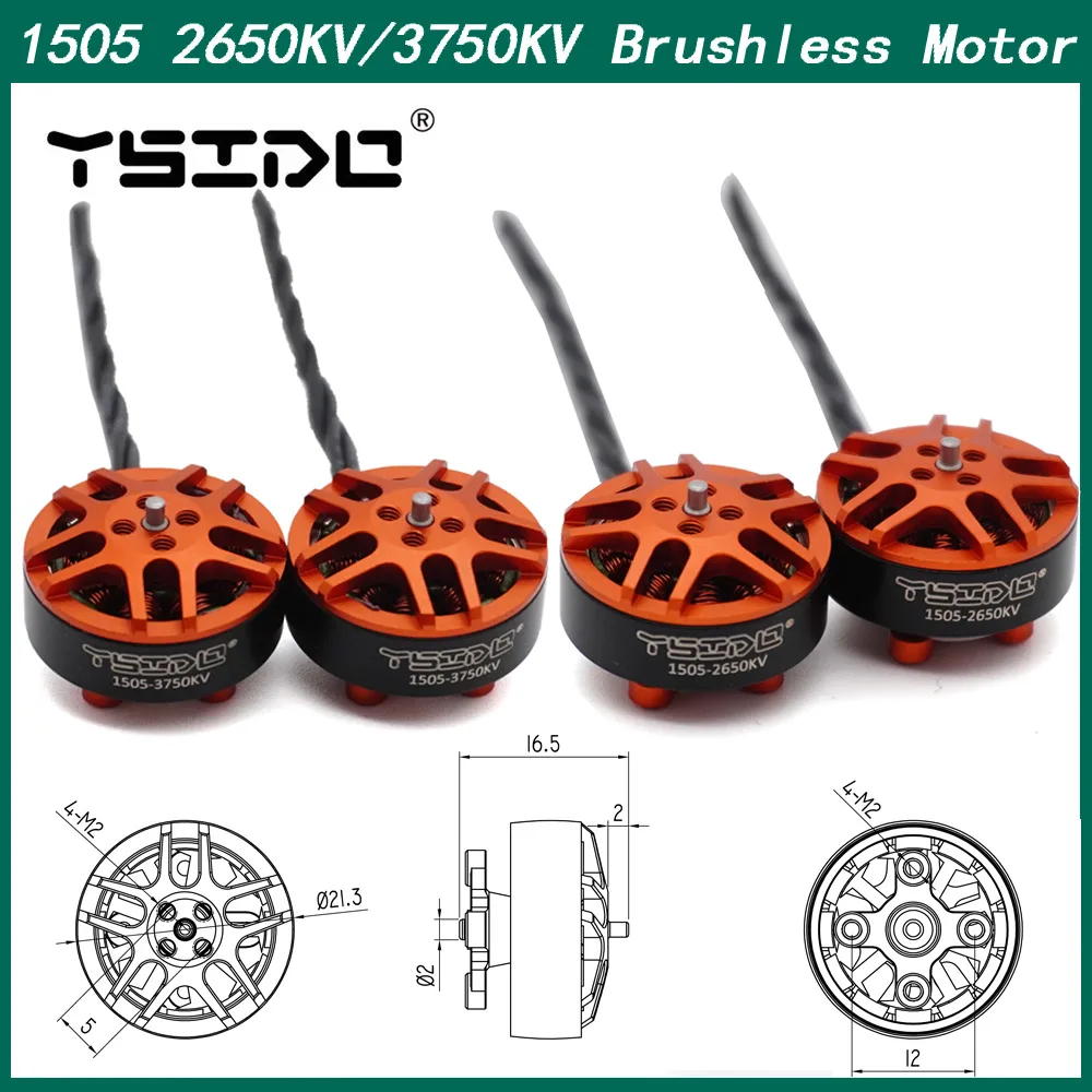 4PCS YSIDO 1505 2650KV 3750KV Electrical 3-6S Brushless Motor Light Weight for RC FPV Racing 2.5 -3.5 inches Cinewhoop Drones