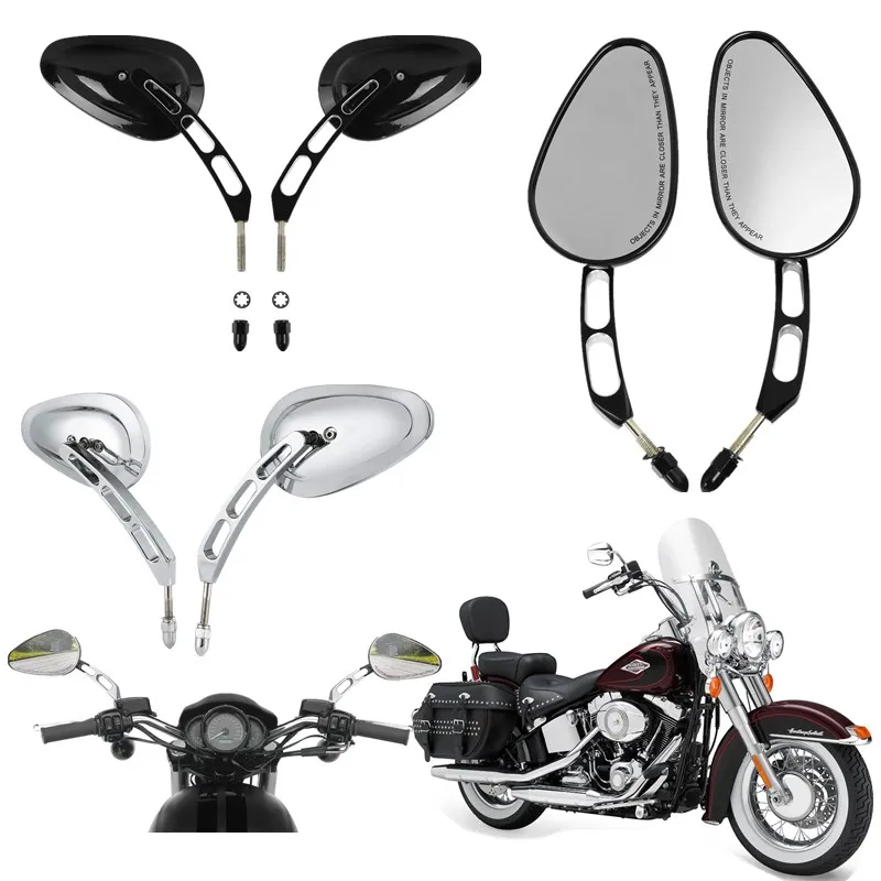 For Harley Heritage Softail Road King Glide Sportster 1200 XL883N Motorcycle Accessories 8mm Rear View Mirrors