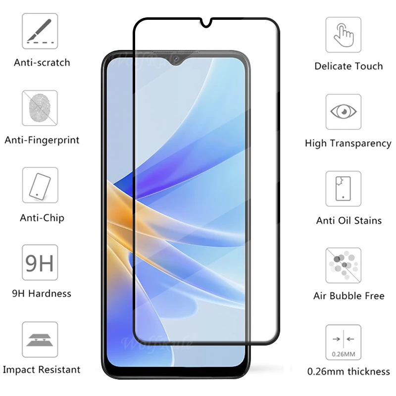 4-in-1 For OPPO A17 Glass For OPPO A17 A 17 Tempered Glass 9H Film Full Cover Screen Protector For OPPO A15 A16 A17 Lens Glass