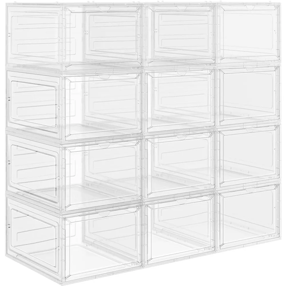 

Shoe Boxes Folding Shoe Rack Organizer Easy Assembly Shoes Organization Set of 12 Up to US Size 12 Home Furniture Shoe-shelf