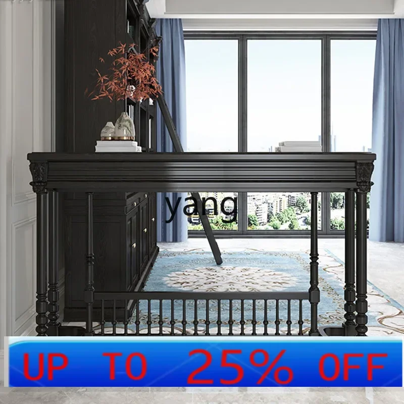 LMMsolid wood living room black entrance table wooden design retro old carved mortise and tenon