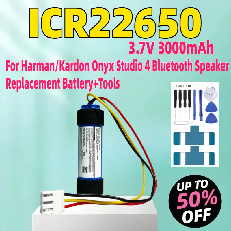 

3.7V Battery ICR22650 3000mAh Battery For Harman/Kardon Onyx Studio 4 Bluetooth Speaker Replacement Battery+Tools