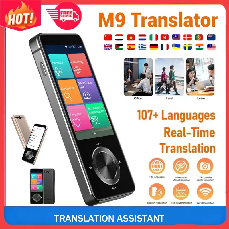 New M9 Instant Voice Translator Portable Language In Real-time Smart Translation 16Offline Language Simultaneous Interpretation