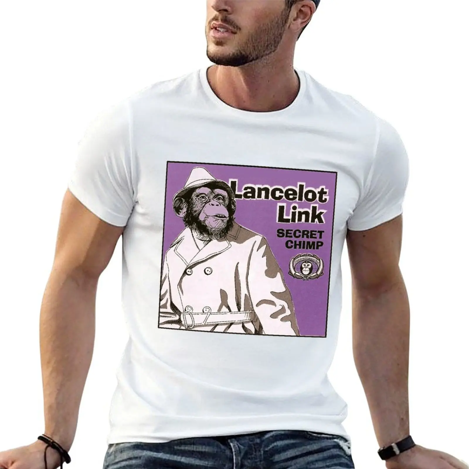 

lancelot link secret chimp T-Shirt man t shirt heavy cotton t shirts for man graphic vintage T-Shirt