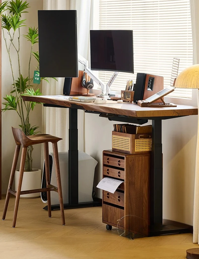 Solid wood electric lifting home office desk intelligent learning workbench