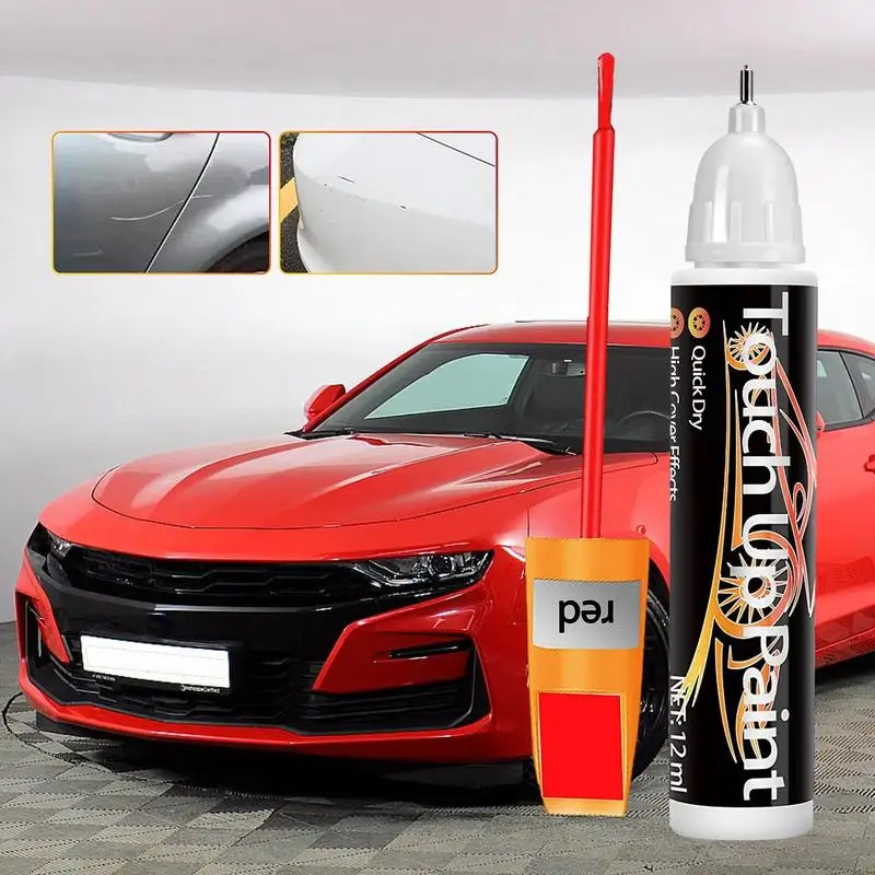 Car Scratch Repair Pen 12ml 2 In 1 Touch-Up Paint Pen For Deep Scratches Car Tyre Tread Care Automotive Maintain White Red Black