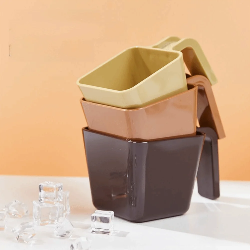 

Multiple Sizes Square Shape Ice Scoop Comfortable Grip 350/470/590ML Ice Shovel Food Grades Thicken Measuring Cup Commercial Use
