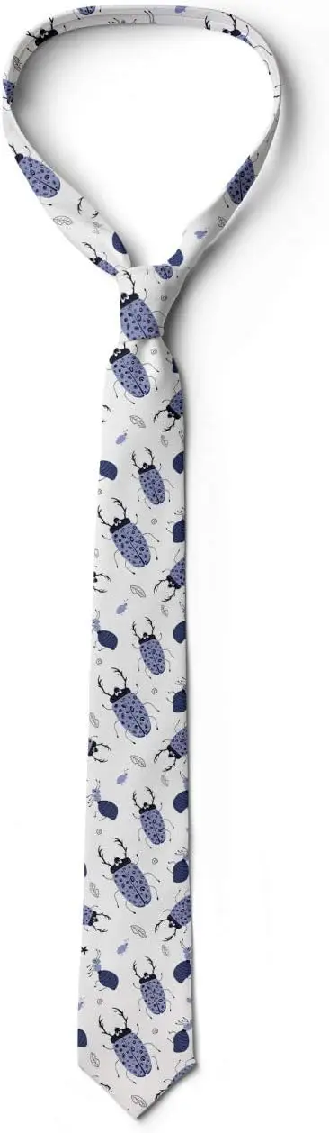 ربطة عنق للرجال من الحشرات، الخنافس والبق، خربش النمل من أوراق الشجر الطبيعية، الحياة البرية الطفولية، 3.7 بوصة، أزرق داكن، سقف أزرق