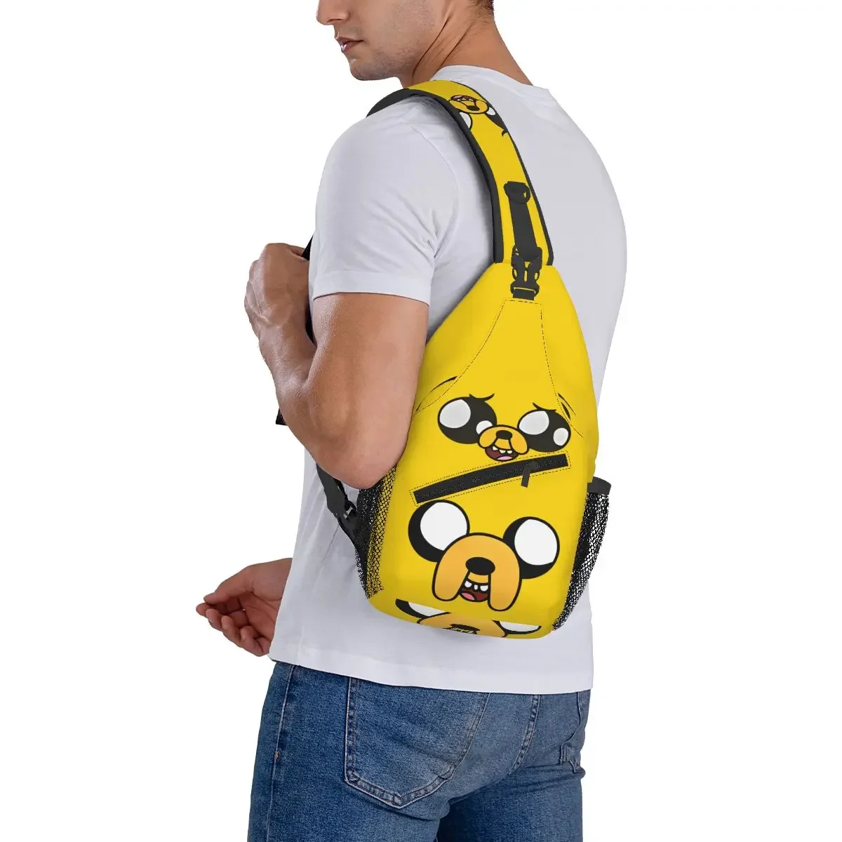 Jake The Dog Crossbody Sling Bag Fashion Chest Bag Adventured Times Shoulder Backpack Daypack for Hiking Travel Sports Satchel