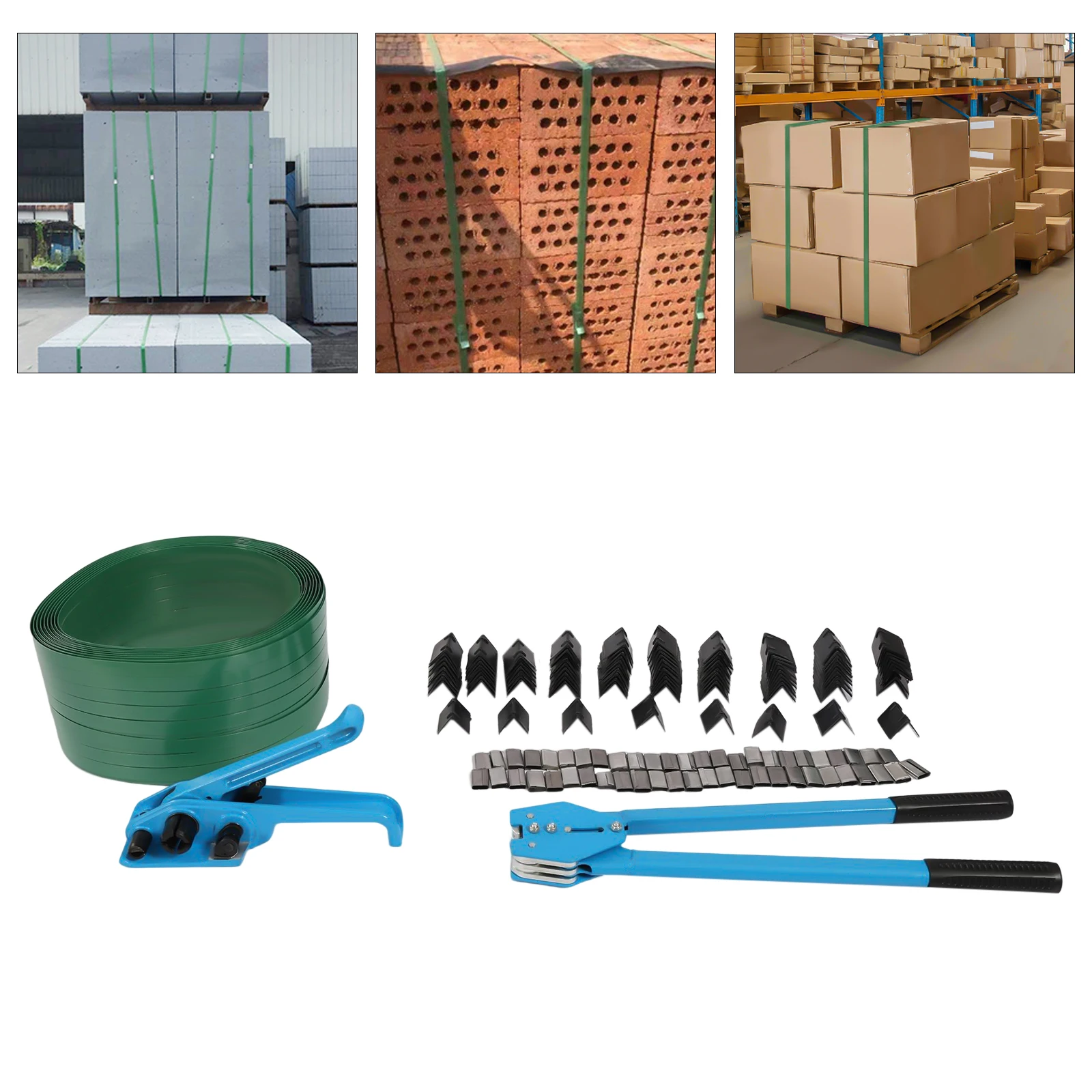 Packaging Strapping Kit, 1000N Tensioning Force, Cast Aluminum and Steel Construction, Includes Metal Seals, Plastic Packaging