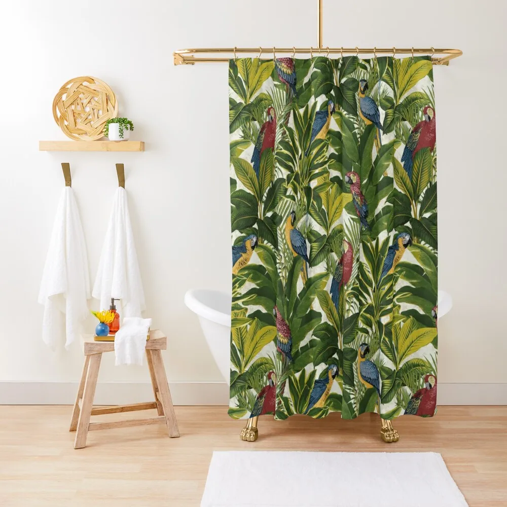 Jungle Parrot Pattern Shower Curtain For The Bathroom Luxury Bathroom Luxury Bathroom Shower Curtain