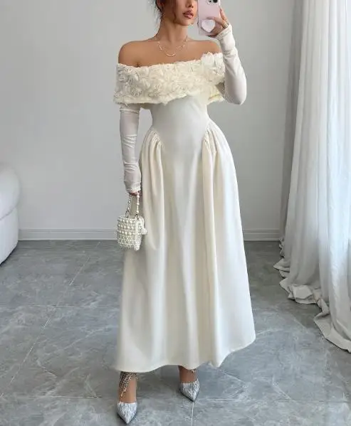 

2025 Autumn and Winter Elegant High-End Style Waist Cinching Long Sleeved Dress for Women