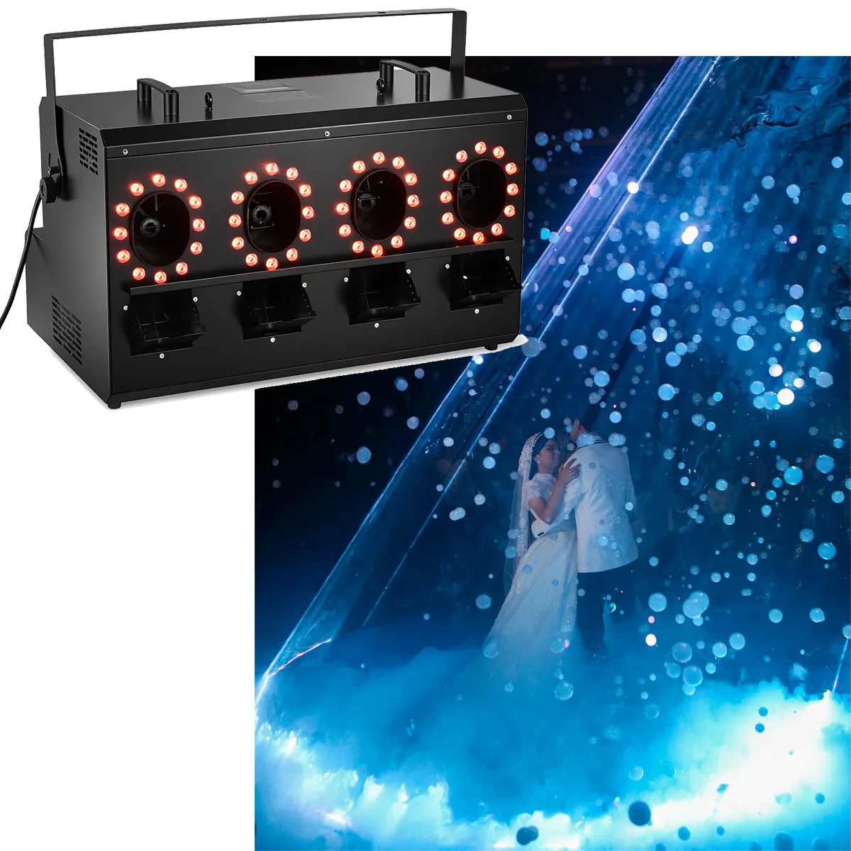 3000W 4 Holes LED Smoke Bubbles Machine RGBW DMX Remote Control 1500W Double Holes Stage Wedding Bubble Spray Equipment for DJ