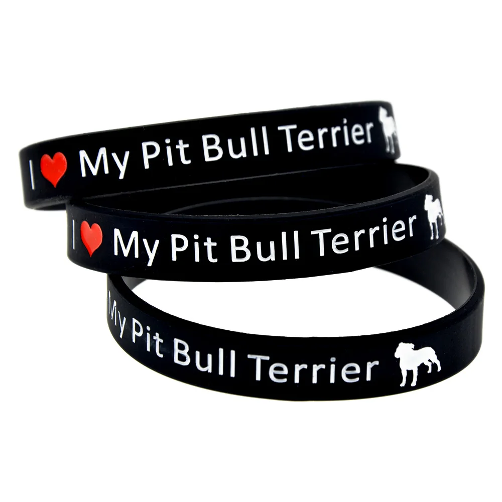 1 Stück „Ich liebe meinen Pitbullterrier“-Armband aus Silikonkautschuk, Hunde-Motiv, motivierendes Armband, schwarz. – Detail 5