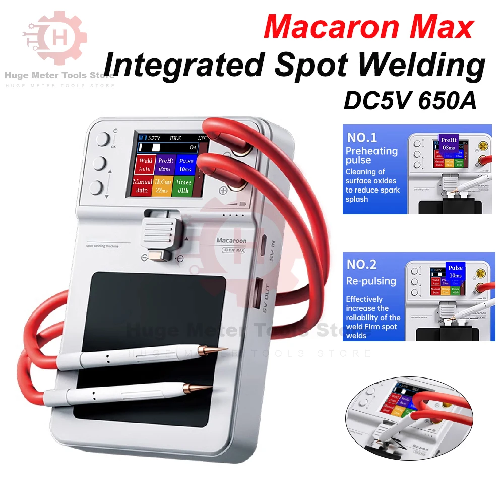 DC5V 650A Qianli Macaron Max Integrated Spot Welding Machine Portable Double Pulse Spot Welding Battery Soldering Repair Tools