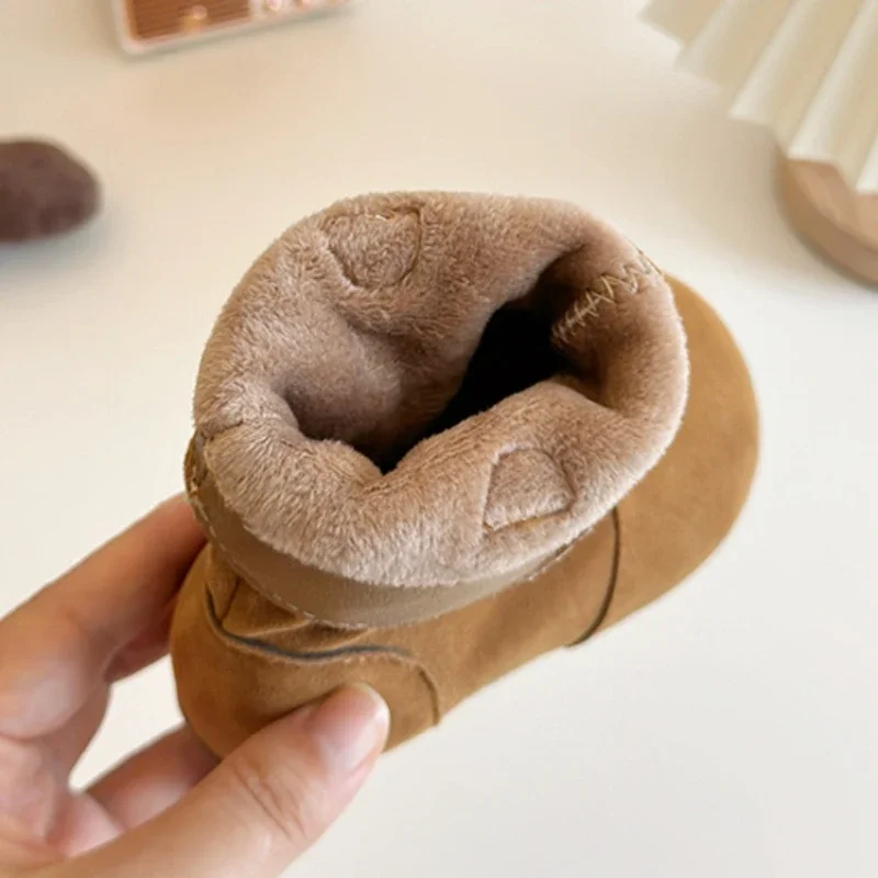 جديد الشتاء مكدسة الأحذية للفتيات بطانة دافئة الاطفال SLOUCH الأحذية موضة الجلد المدبوغ بولي Leather جلد الأطفال منتصف العجل الأحذية #5