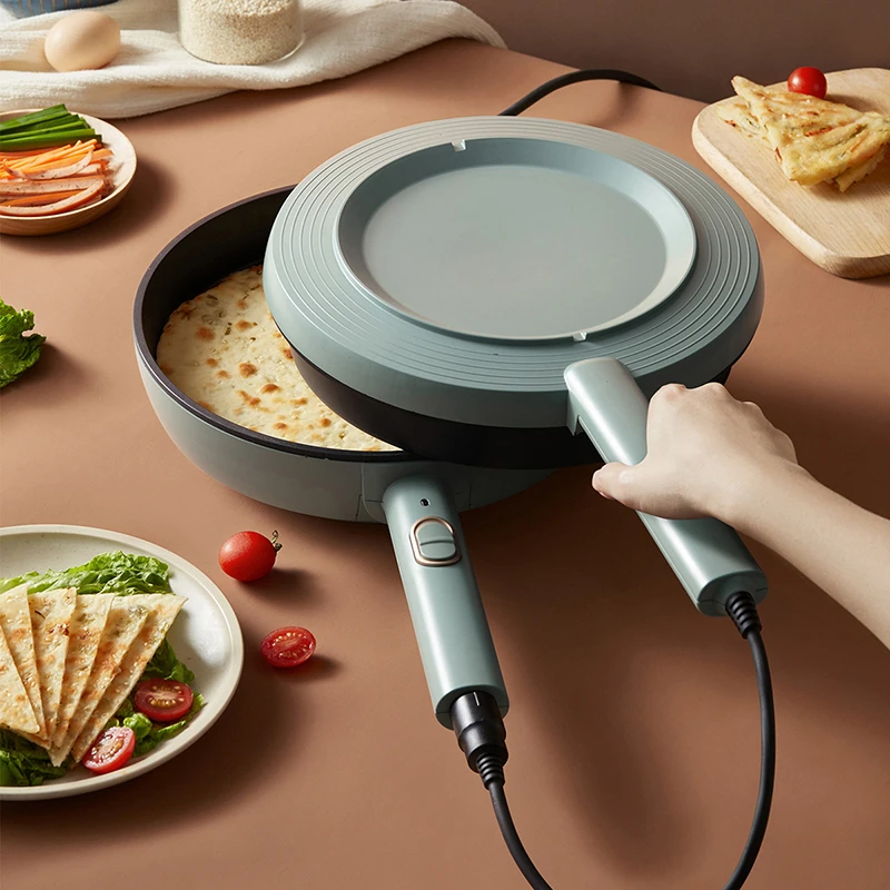 26cm Pizza Maker Electric Baking Pan Household Small Double Side Heating Suspension Frying Baking Pancake Pan Crepe Maker