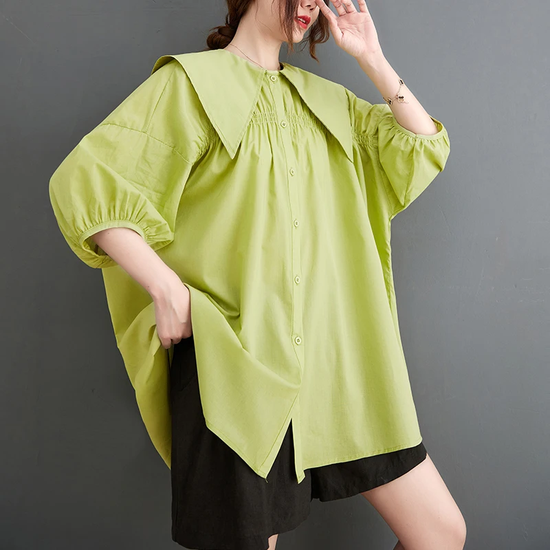 

Aransue Korean Style Shirt Large Doll Collar Blouse Lady Spring Summer Clothes Fashion 2022 New Top Dropshipping