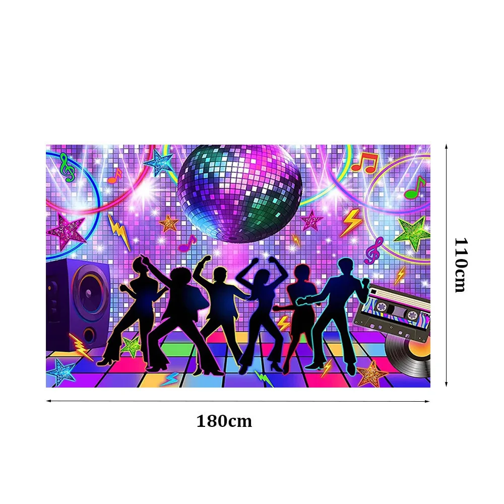 Disco Polyester Banner Fever Dancer Theme Radio Skateboard Graffiti Birthday Party Background Let'S Glow Crazy In The Dark Photo