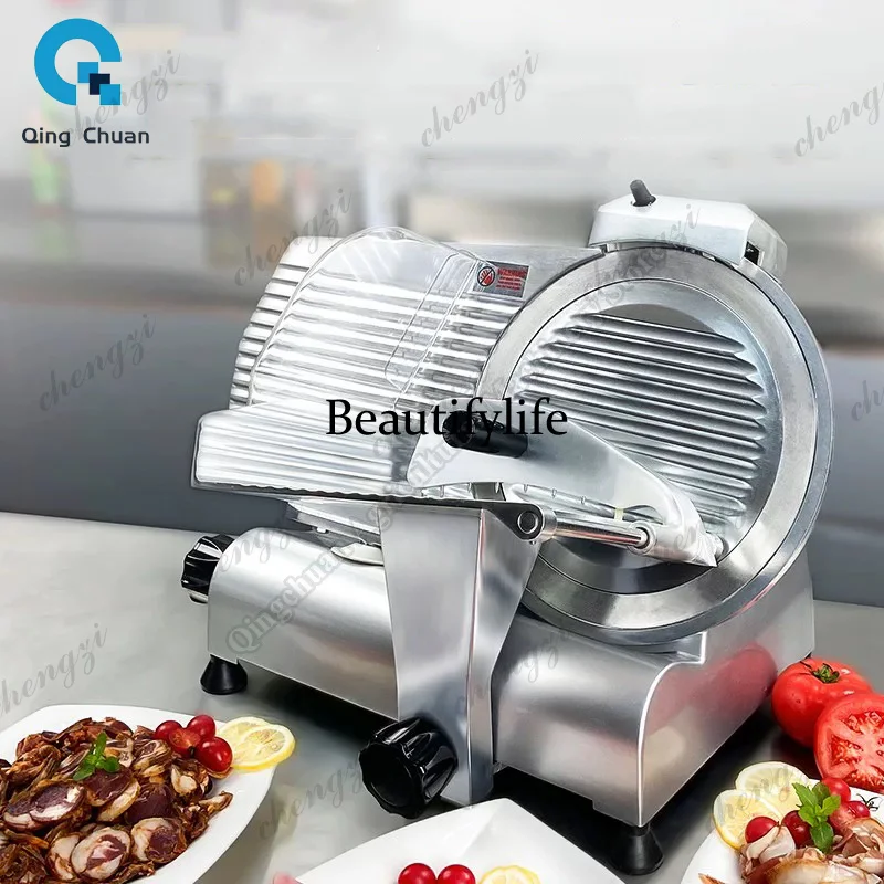 81  Meat Slicer 8/10 Inch Semi-automatic Electric Cutting Lamb Commercial Roll Fat Beef Frozen Meat Machine