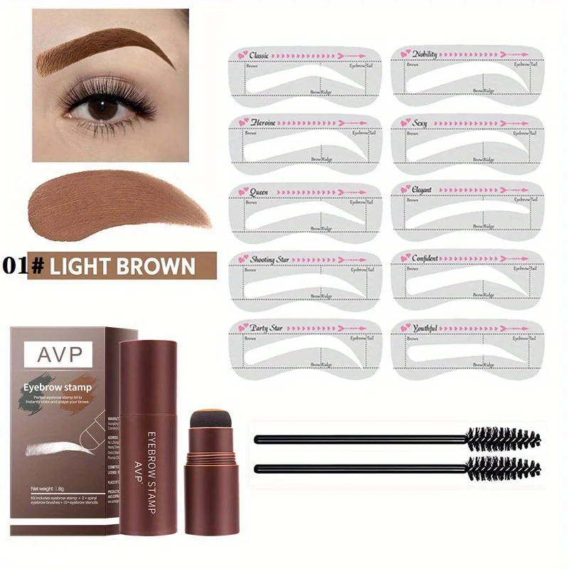 Eyebrow Shaping Set Waterproof Long Lasting Stencil With Eyebrow Powder Stick And Eyebrow Brush Set