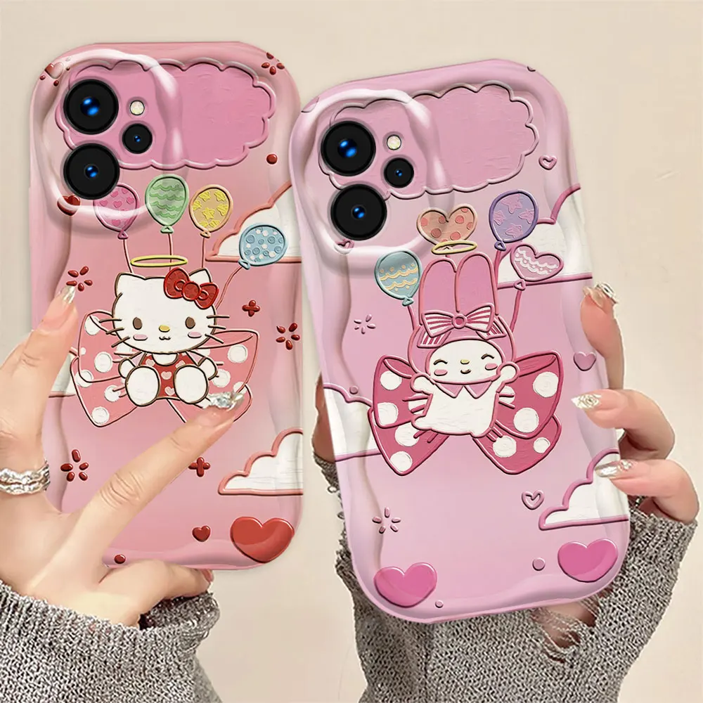 

Hello Kitty Kuromi PomPomPurin 3D Wave Case For REALME 5 6 7 7I 8 10 11 12 C20 C33 C35 C55 C63 C65 C67 C21Y GT 3 6 NARZO 50 Case