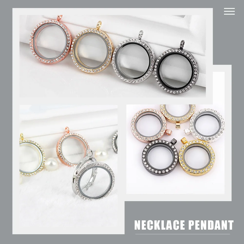 4Pcs Rhinestone Photo Pendant Charms Alloy Bezel Trays for Necklace Pendant Jewelry Pendants Rhinestone Bezel Photo Pendants