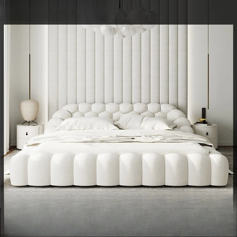 Bubble bed Italian light luxury designer creative Internet celebrity styling cotton simple double fabric bed
