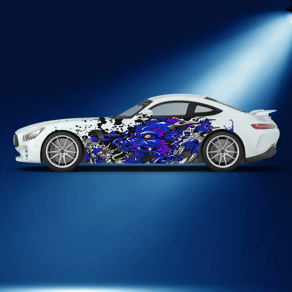 Angry Colored Dragon Print Car Side Sticker Vinyl Self-adhesive Paper Motorsport Paint Decal Suitable for Truck Suv Decoration