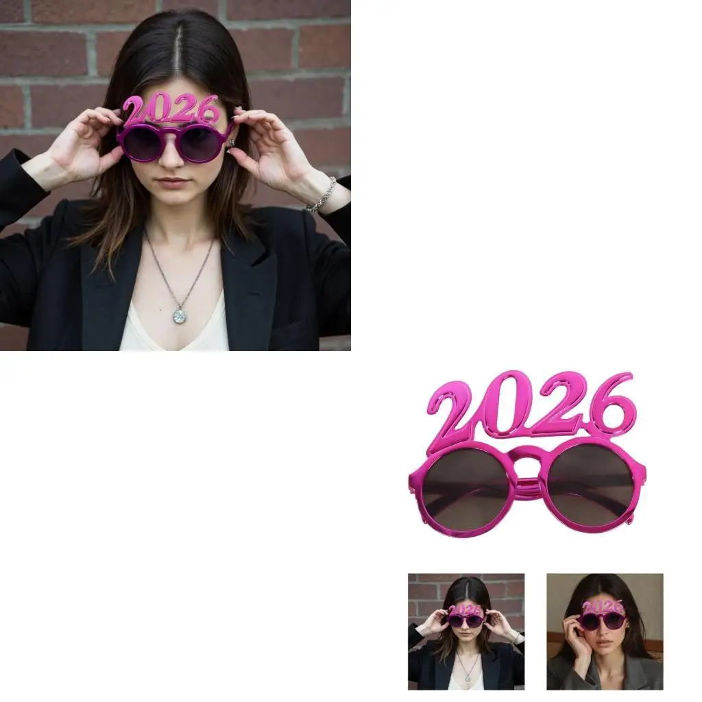

652F Fashionable 2026 Number Eyewear With Round Lenses Holiday Party Accessory Lightweight PC Frame Festival Glasses