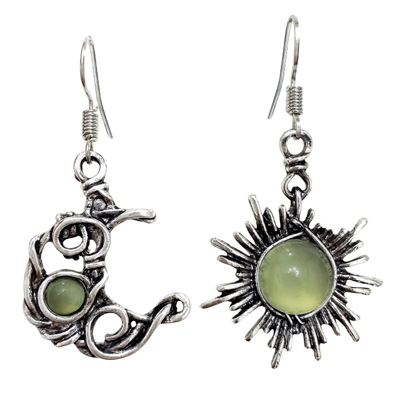 Orecchini Fashion Bohemia Sun And Moon orecchini pendenti in cristallo rotondi Color argento donna gioielli Boho femminili regalo per lei