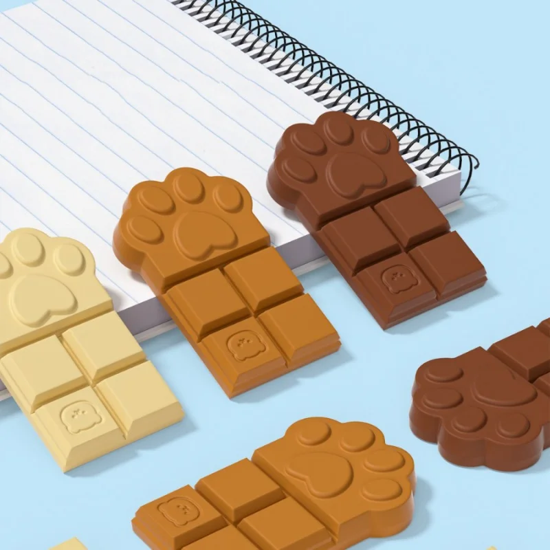 24pcs/lot Creative Chocolate Cat Paw Eraser Cute Writing Drawing Pencil Erasers Stationery Gifts School Supplies