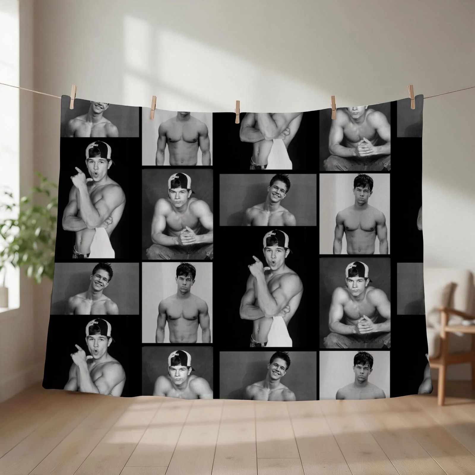 Mark Wahlberg Collage Throw Blanket couch cozy soft plush fuzzy picnic outdoor blanket