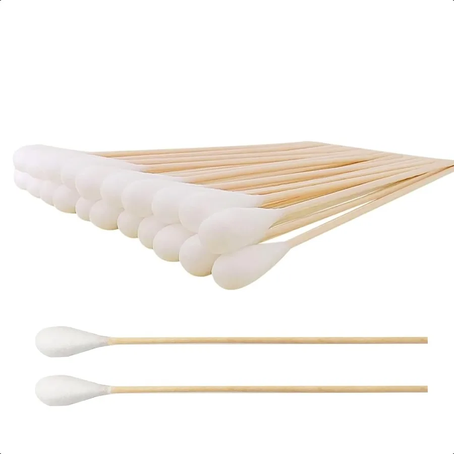 6 Inch Long Cotton Swabs Large Size 200pcs for Pets Gun Cleaning or Makeup